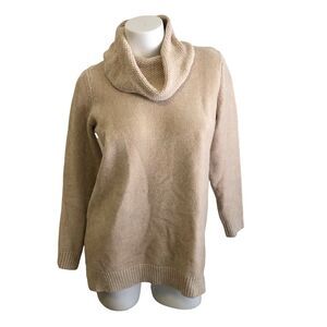 New Tag Cut Lands End Beige Chenille Cowl Neck Tunic Sweater Womens Small 6 - 8